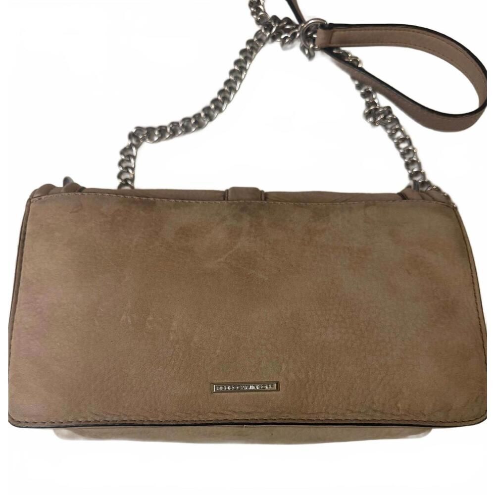 Rebecca Minkoff Beige Quilted Leather Crossbody Bag Chain Strap - Picture 3 of 9